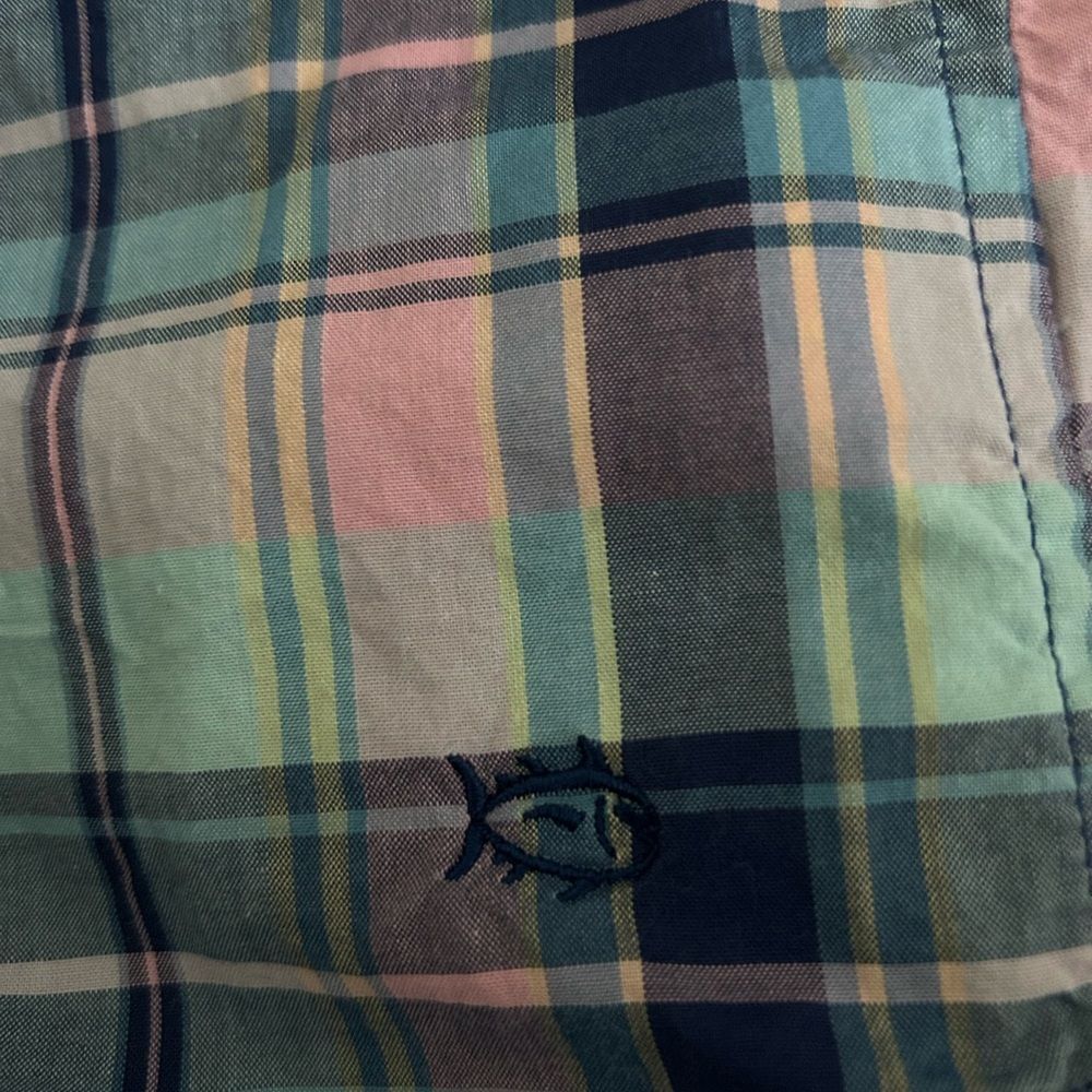 Southern Tide Plaid 100% Cotton 3/4 Button Down Shirt - Picture 6 of 7